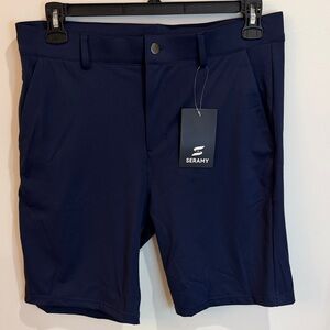 Seramy Men's Navy Flat Front Lightweight Quick Dry Golf Shorts, 34